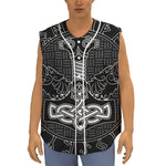 Mjolnir And Scandinavian Runes Print Sleeveless Baseball Jersey