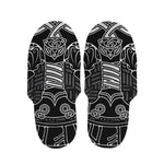 Mjolnir And Scandinavian Runes Print Slippers