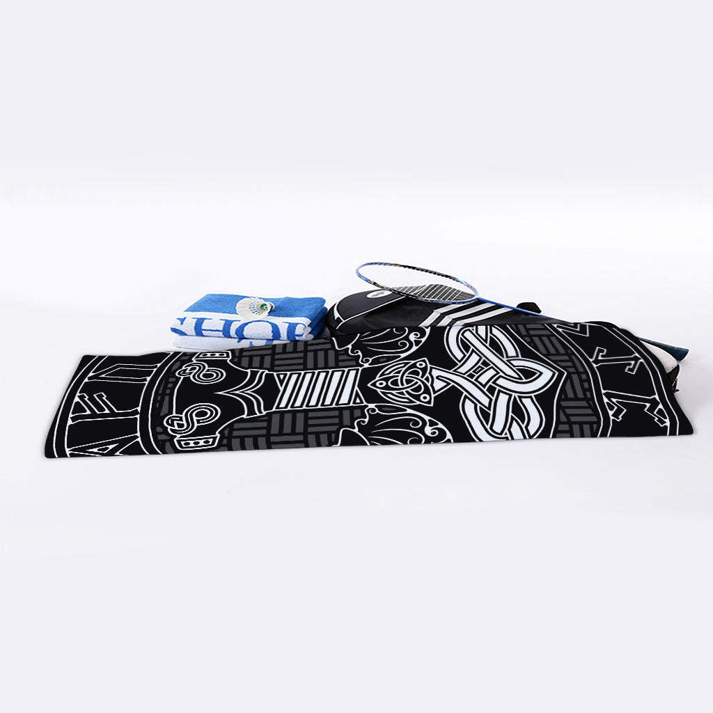 Mjolnir And Scandinavian Runes Print Sports Towel