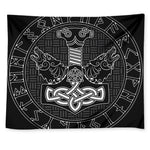 Mjolnir And Scandinavian Runes Print Tapestry