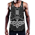 Mjolnir And Scandinavian Runes Print Men's Workout Tank Top