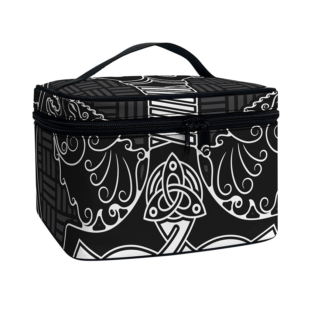 Mjolnir And Scandinavian Runes Print Travel Makeup Bag