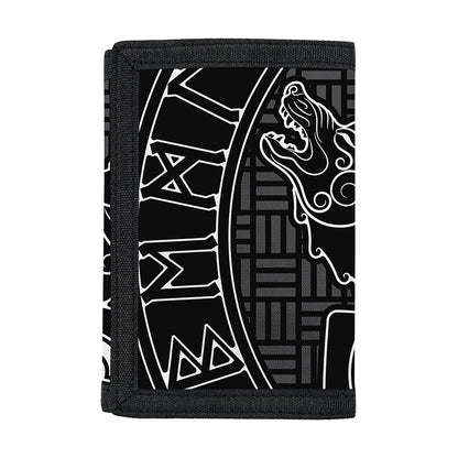 Mjolnir And Scandinavian Runes Print Trifold Wallet