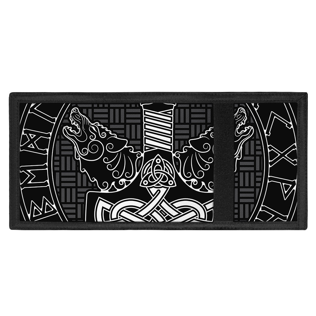 Mjolnir And Scandinavian Runes Print Trifold Wallet