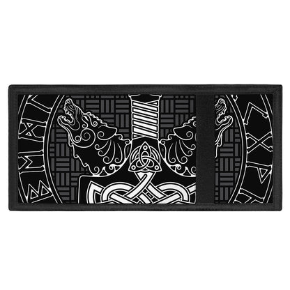 Mjolnir And Scandinavian Runes Print Trifold Wallet