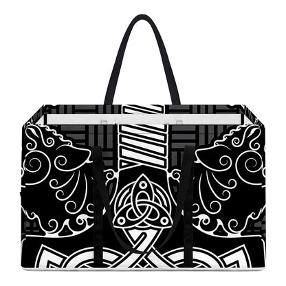 Mjolnir And Scandinavian Runes Print Utility Tote Bag