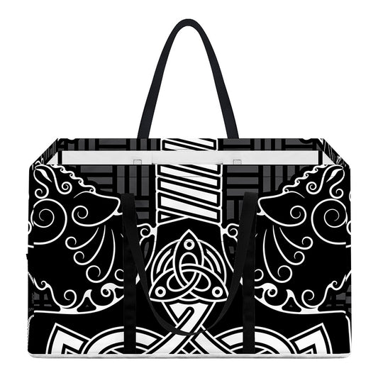 Mjolnir And Scandinavian Runes Print Utility Tote Bag