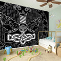 Mjolnir And Scandinavian Runes Print Wall Sticker