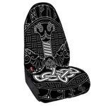 Mjolnir And Scandinavian Runes Print Waterproof Car Seat Cover
