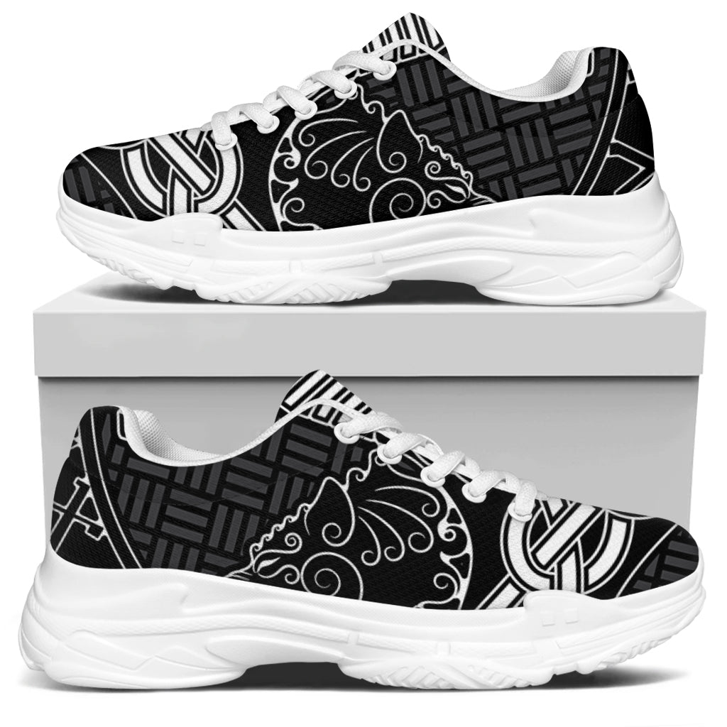 Mjolnir And Scandinavian Runes Print White Chunky Shoes