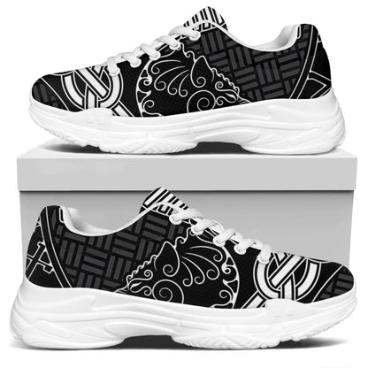 Mjolnir And Scandinavian Runes Print White Chunky Shoes
