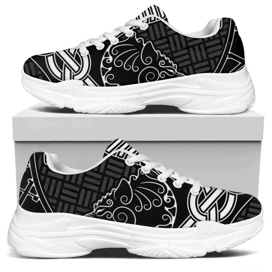 Mjolnir And Scandinavian Runes Print White Chunky Shoes