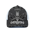 Mjolnir And Scandinavian Runes Print White Mesh Trucker Hat