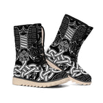Mjolnir And Scandinavian Runes Print Winter Boots