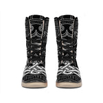 Mjolnir And Scandinavian Runes Print Winter Boots