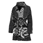 Mjolnir And Scandinavian Runes Print Women's Bathrobe
