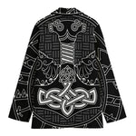 Mjolnir And Scandinavian Runes Print Women's Blazer