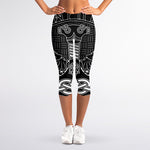 Mjolnir And Scandinavian Runes Print Women's Capri Leggings
