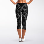 Mjolnir And Scandinavian Runes Print Women's Capri Leggings
