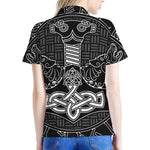 Mjolnir And Scandinavian Runes Print Women's Polo Shirt