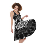 Mjolnir And Scandinavian Runes Print Women's Sleeveless Dress
