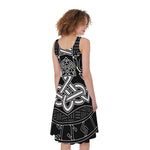 Mjolnir And Scandinavian Runes Print Women's Sleeveless Dress