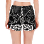 Mjolnir And Scandinavian Runes Print Women's Split Running Shorts