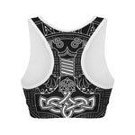 Mjolnir And Scandinavian Runes Print Women's Sports Bra