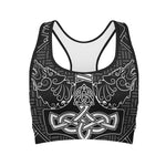Mjolnir And Scandinavian Runes Print Women's Sports Bra