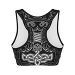 Mjolnir And Scandinavian Runes Print Women's Sports Bra