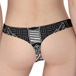 Mjolnir And Scandinavian Runes Print Women's Thong