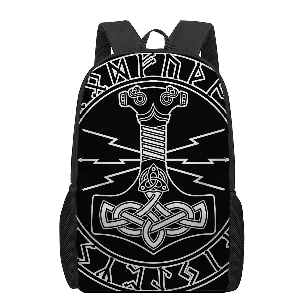 Mjolnir And Younger Futhark Print 17 Inch Backpack