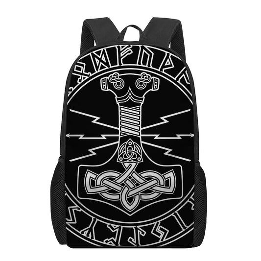 Mjolnir And Younger Futhark Print 17 Inch Backpack