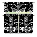 Mjolnir And Younger Futhark Print 3 Piece Kitchen Curtains
