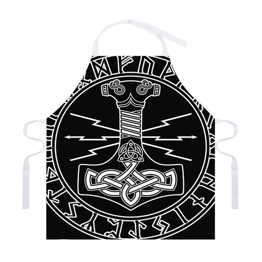 Mjolnir And Younger Futhark Print Adjustable Apron