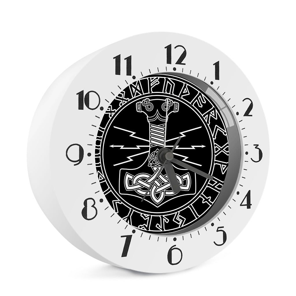 Mjolnir And Younger Futhark Print Alarm Clock