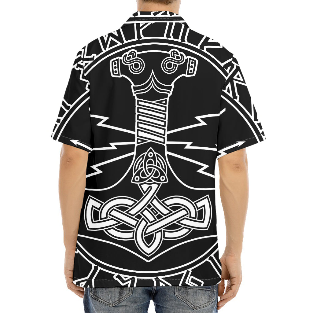 Mjolnir And Younger Futhark Print Aloha Shirt