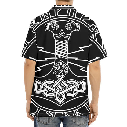 Mjolnir And Younger Futhark Print Aloha Shirt