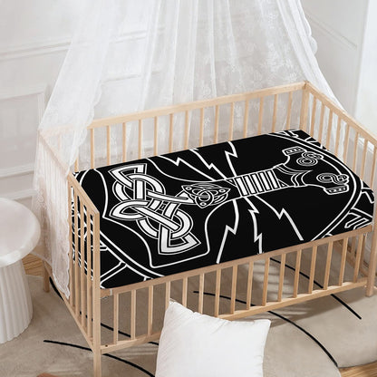 Mjolnir And Younger Futhark Print Baby Crib Sheet