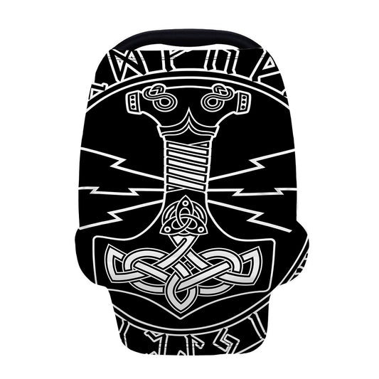 Mjolnir And Younger Futhark Print Baby Seat Cover