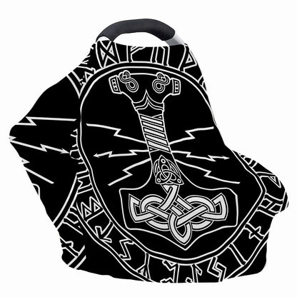 Mjolnir And Younger Futhark Print Baby Seat Cover