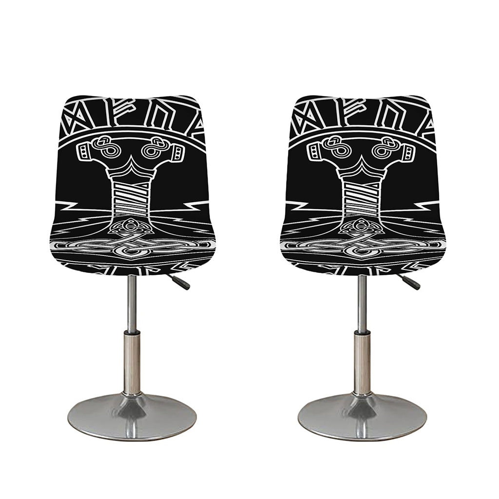 Mjolnir And Younger Futhark Print Bar Stool Covers