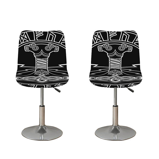 Mjolnir And Younger Futhark Print Bar Stool Covers
