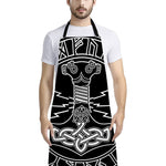 Mjolnir And Younger Futhark Print Bib Apron With Pocket