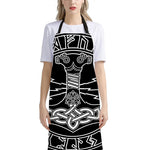 Mjolnir And Younger Futhark Print Bib Apron With Pocket