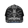 Mjolnir And Younger Futhark Print Black Mesh Trucker Hat
