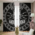 Mjolnir And Younger Futhark Print Dimout Pencil Pleat Curtains