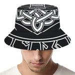 Mjolnir And Younger Futhark Print Bucket Hat