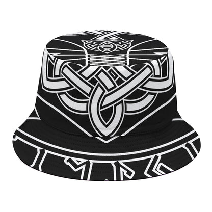 Mjolnir And Younger Futhark Print Bucket Hat
