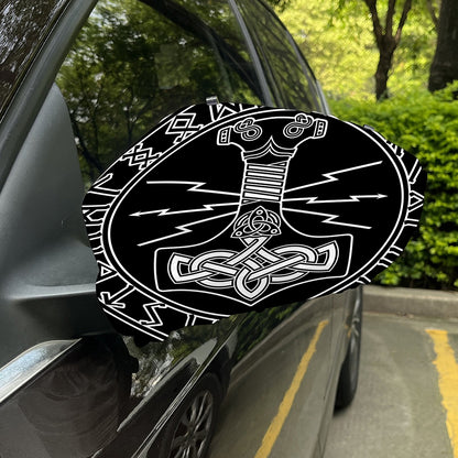 Mjolnir And Younger Futhark Print Car Side Mirror Covers